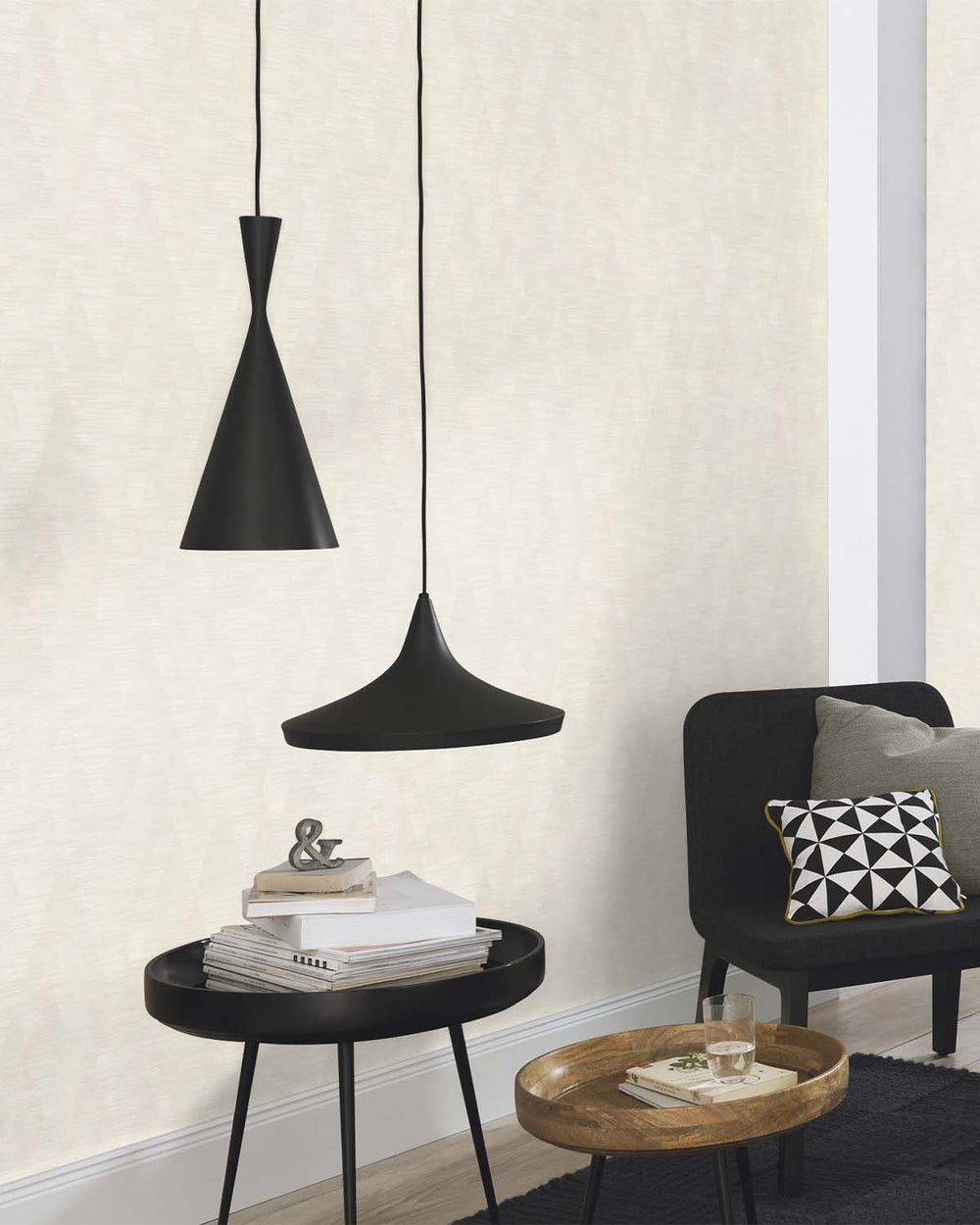White - Taupe Geometric Weave Wallpaper R10614