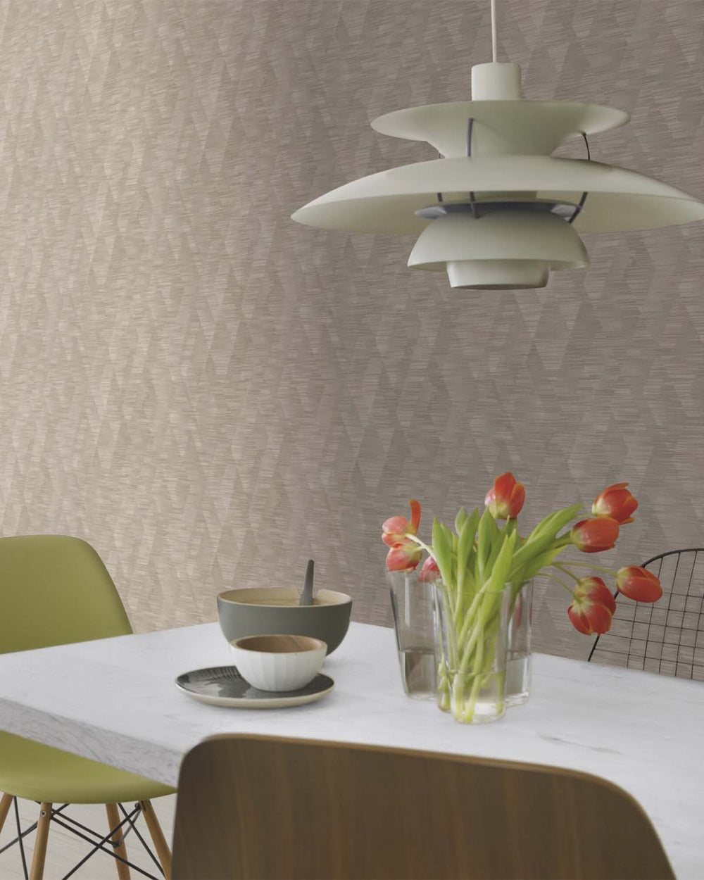 Brown - Taupe Geometric Weave Wallpaper R10615