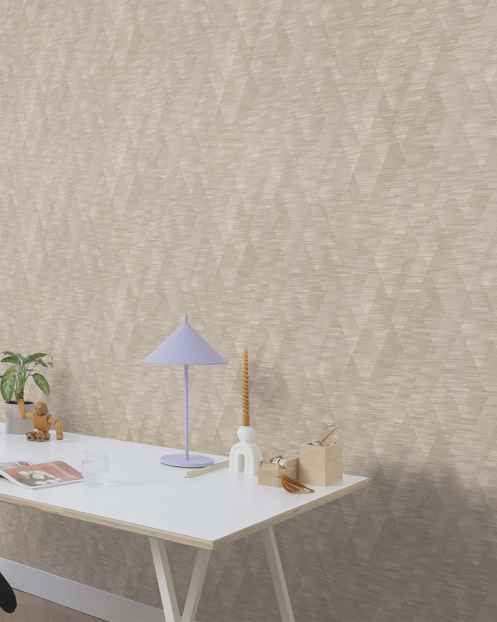 Brown - Taupe Geometric Weave Wallpaper R10615