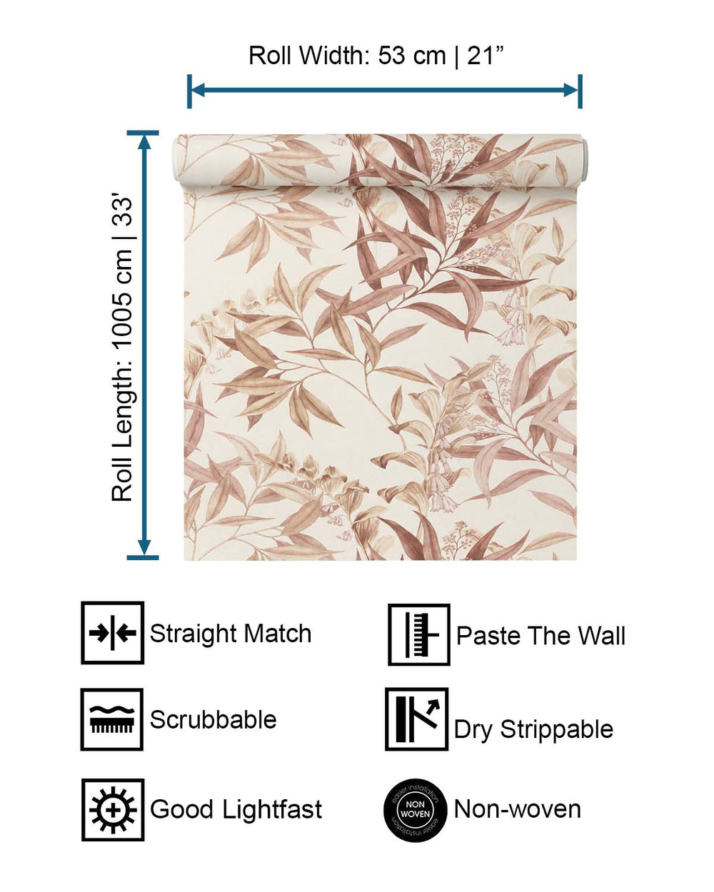 Brown - Taupe Floral Bamboo Wallpaper R10617