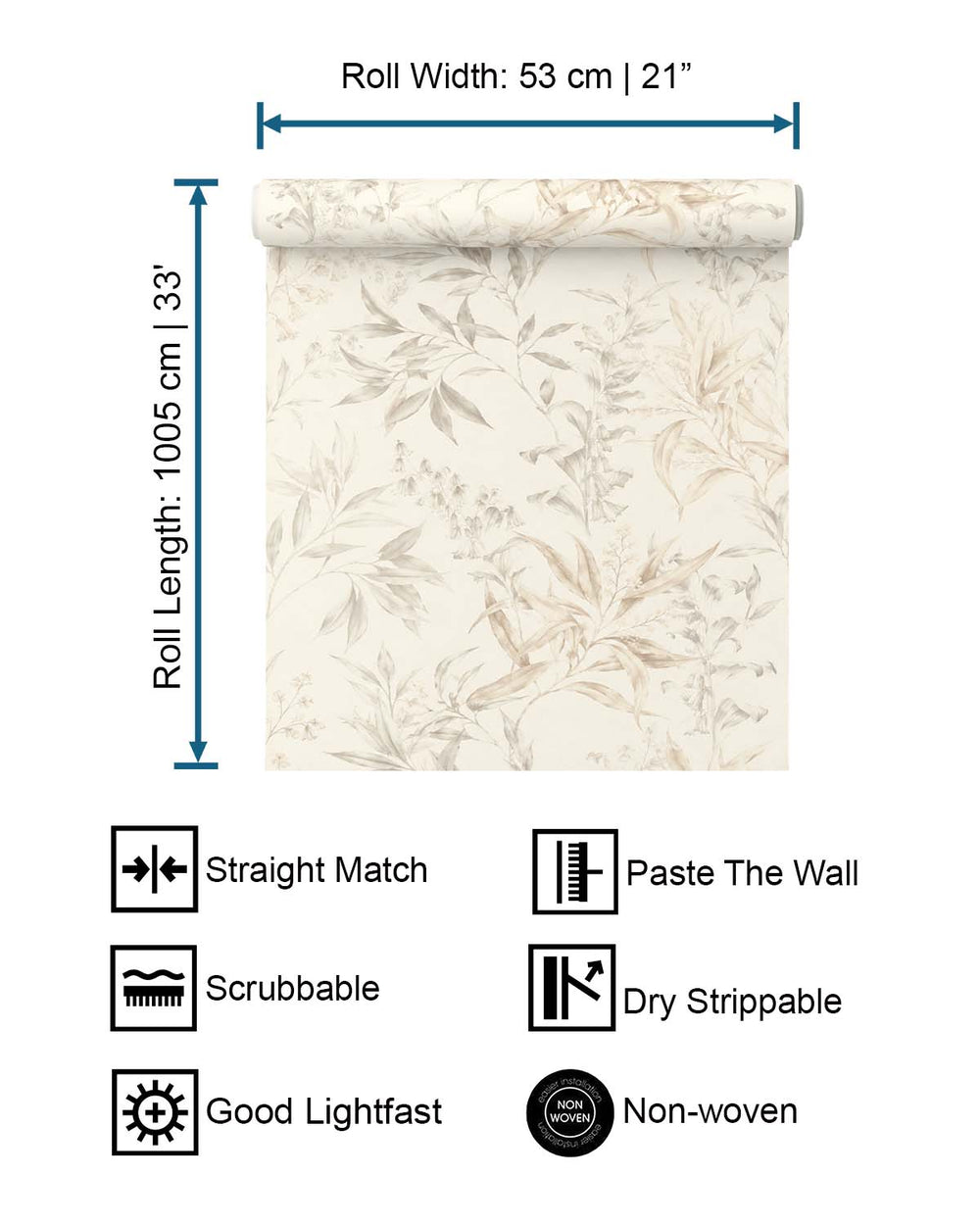 Grey - Taupe Floral Bamboo Wallpaper R10618
