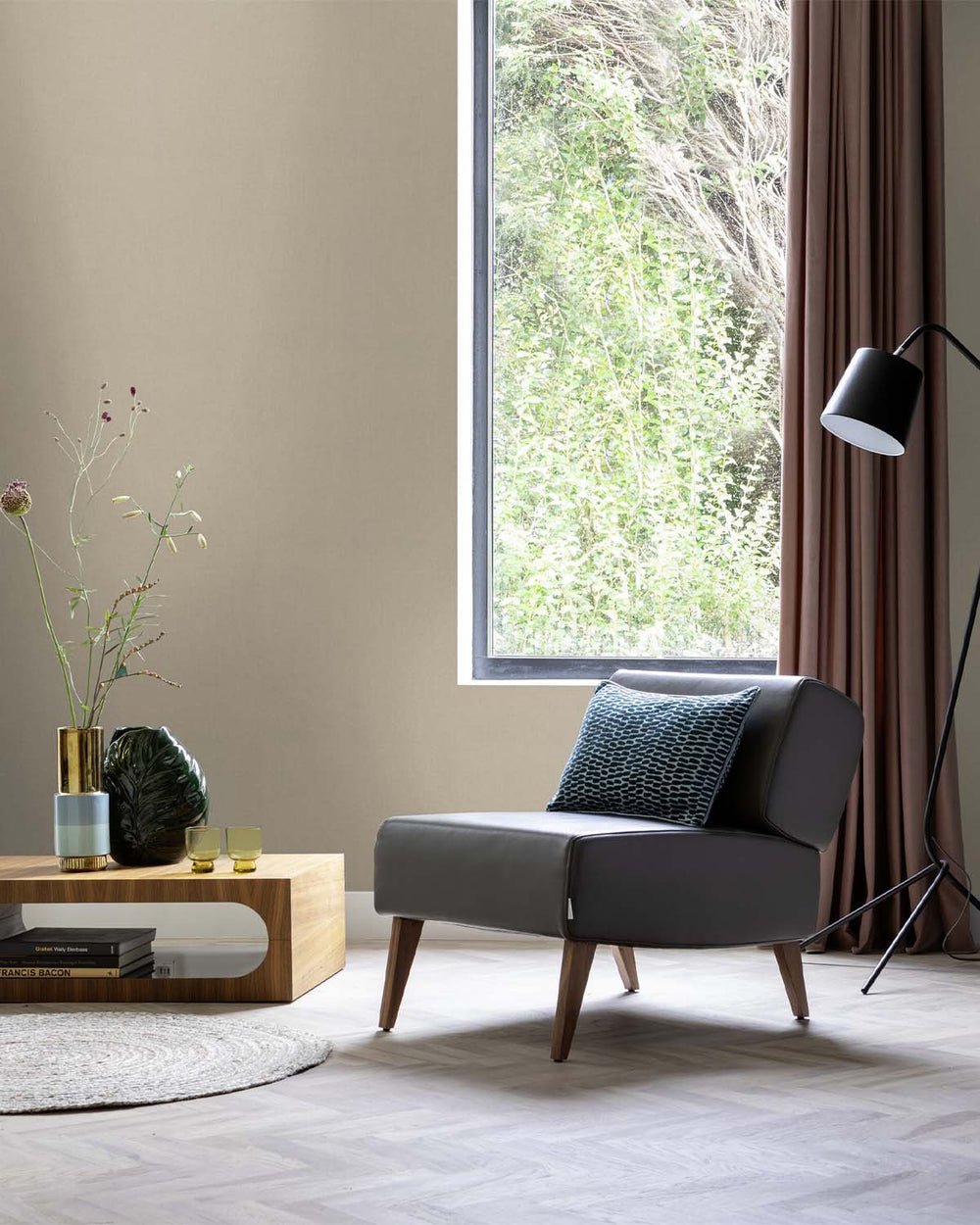 British Khaki Faux Textile Wallpaper R10620