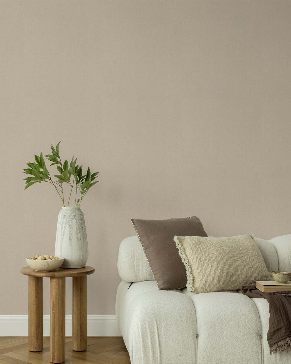 British Khaki Faux Textile Wallpaper R10620