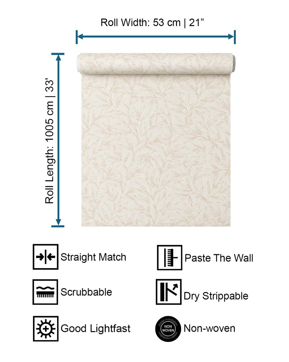 Beige - Grey Allover Bamboo Leaves Wallpaper R10625
