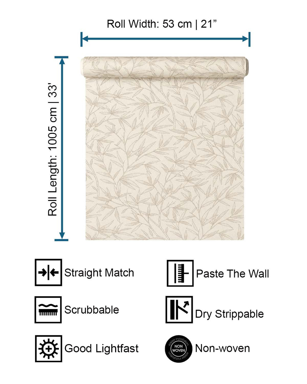 Brown - Greige Allover Bamboo Leaves Wallpaper R10626