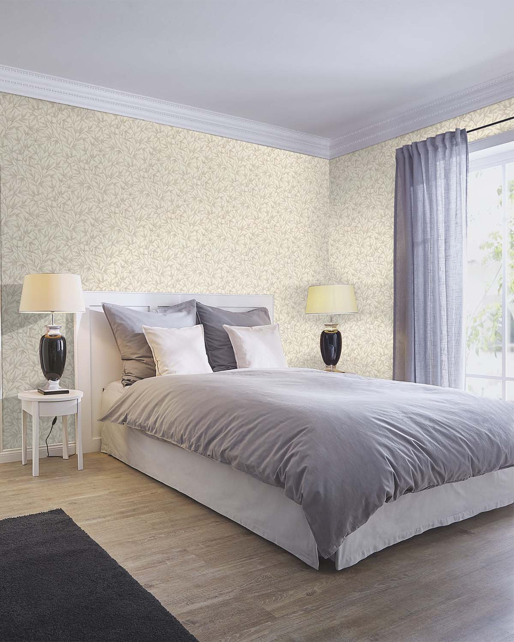 Brown - Greige Allover Bamboo Leaves Wallpaper R10626