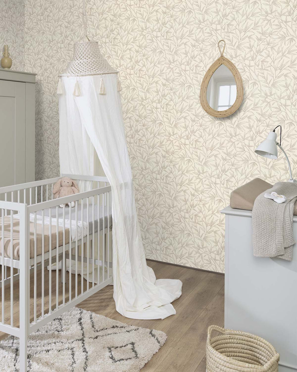 Brown - Greige Allover Bamboo Leaves Wallpaper R10626