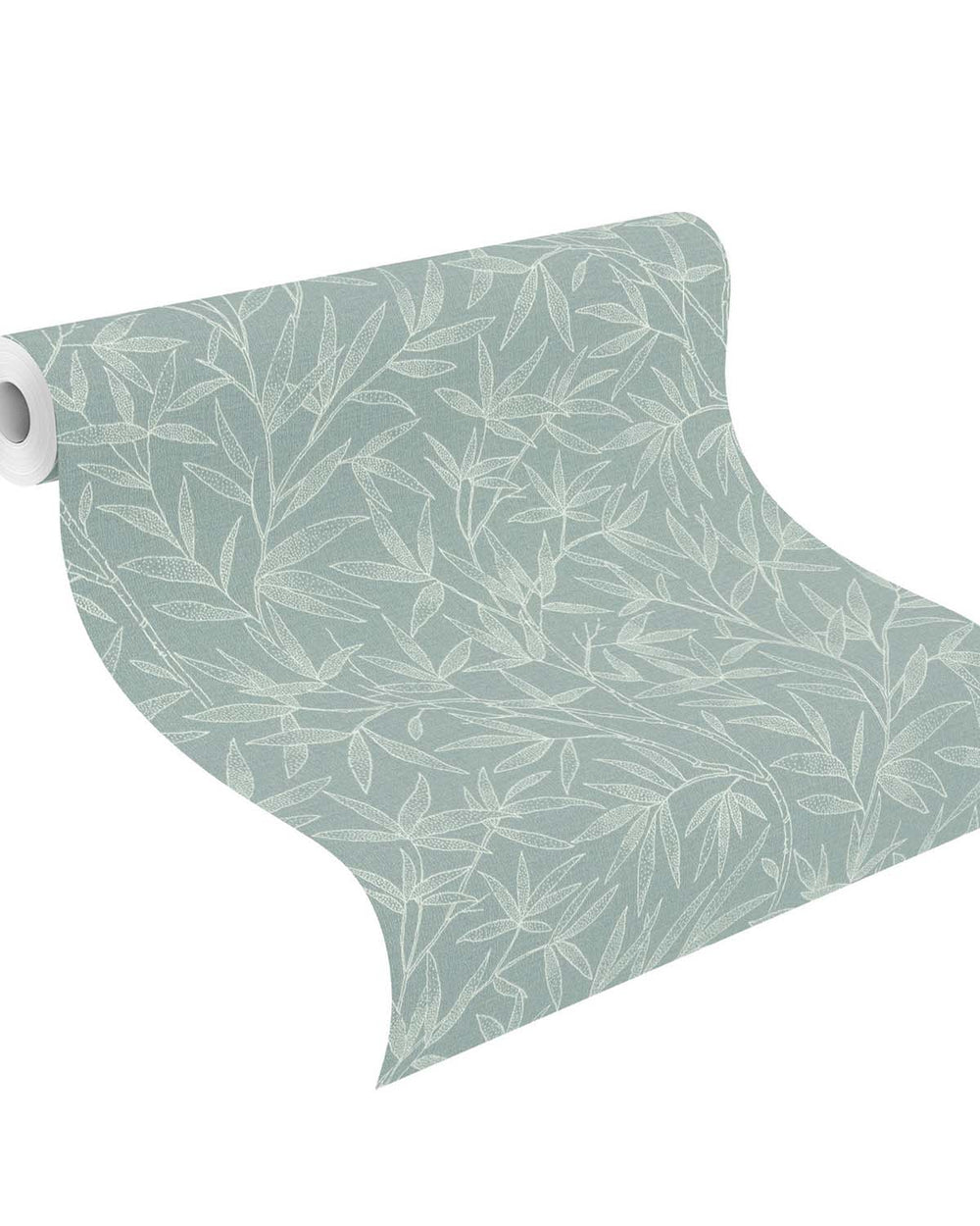 Blue- Green Allover Bamboo Leaves Wallpaper R10627