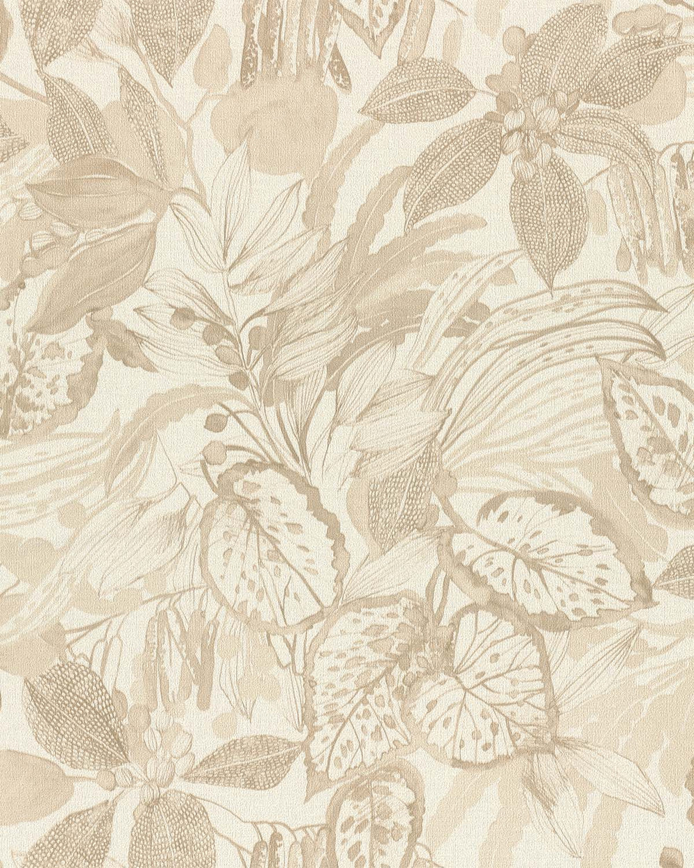 Khaki Hand-Drawn Leaf Wallpaper R10630