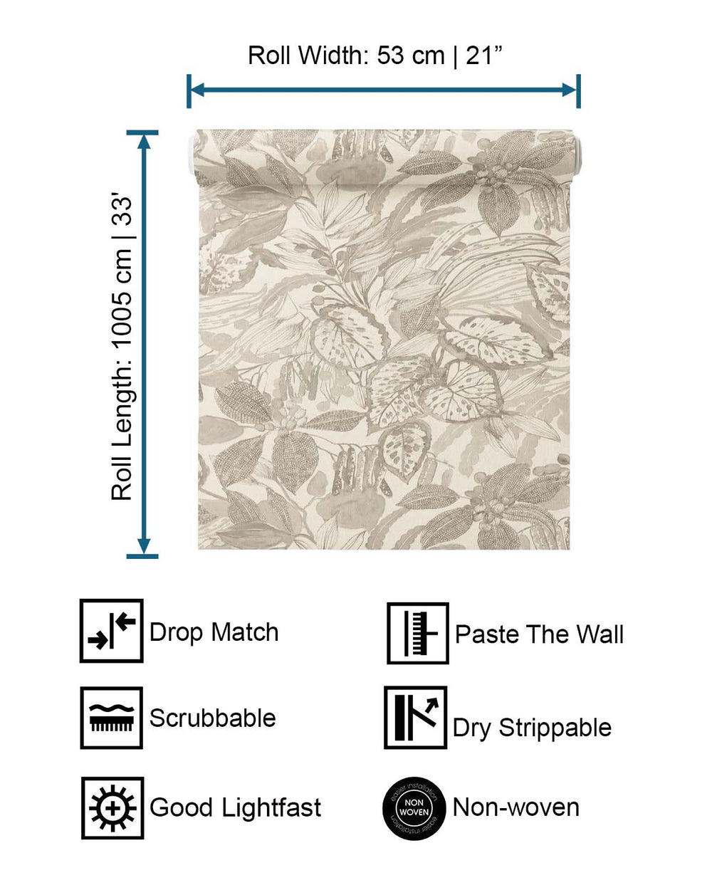 Stonegate Hand-Drawn Leaf Wallpaper R10631