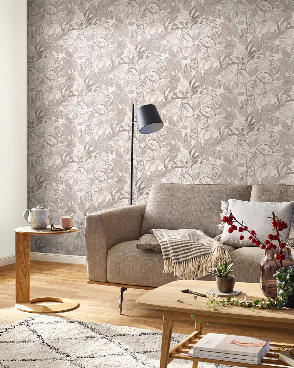 Stonegate Hand-Drawn Leaf Wallpaper R10631