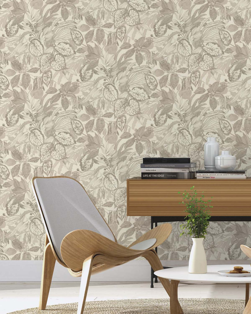 Stonegate Hand-Drawn Leaf Wallpaper R10631