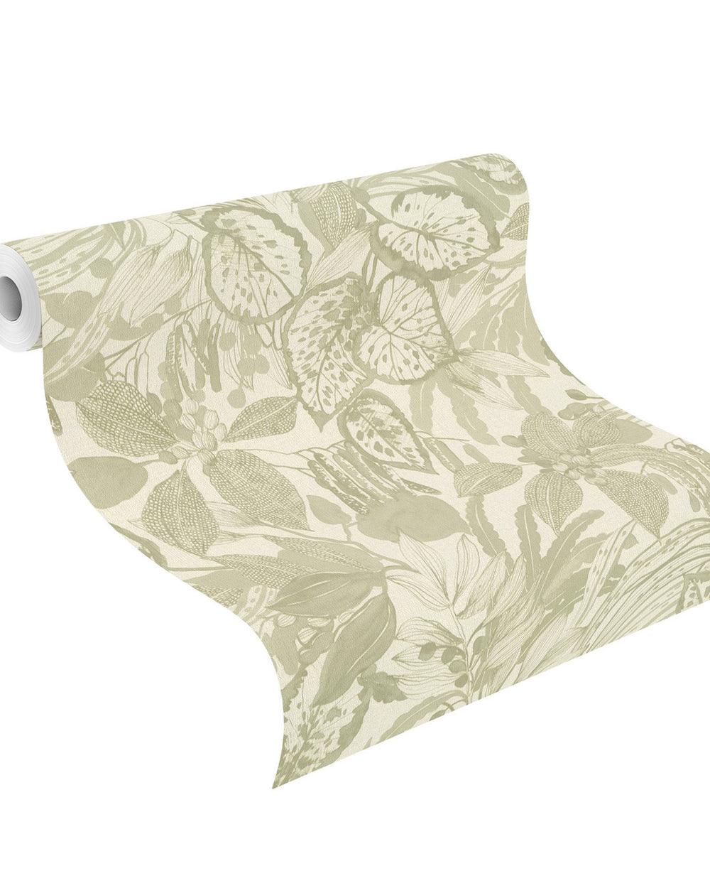 Thistle Green Hand-Drawn Leaf Wallpaper R10632
