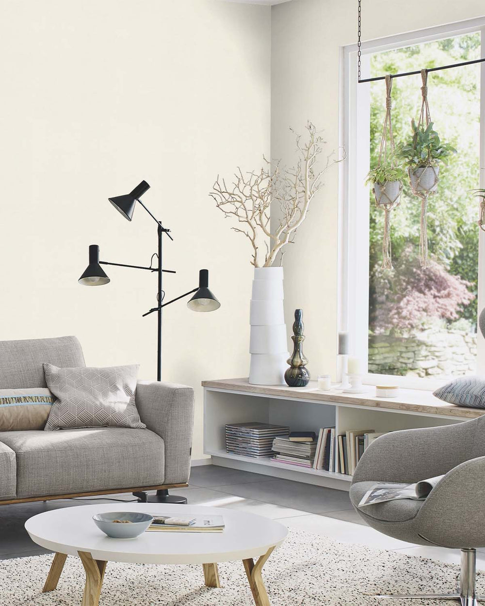 Offwhite Faux Linen Print Wallpaper R10633
