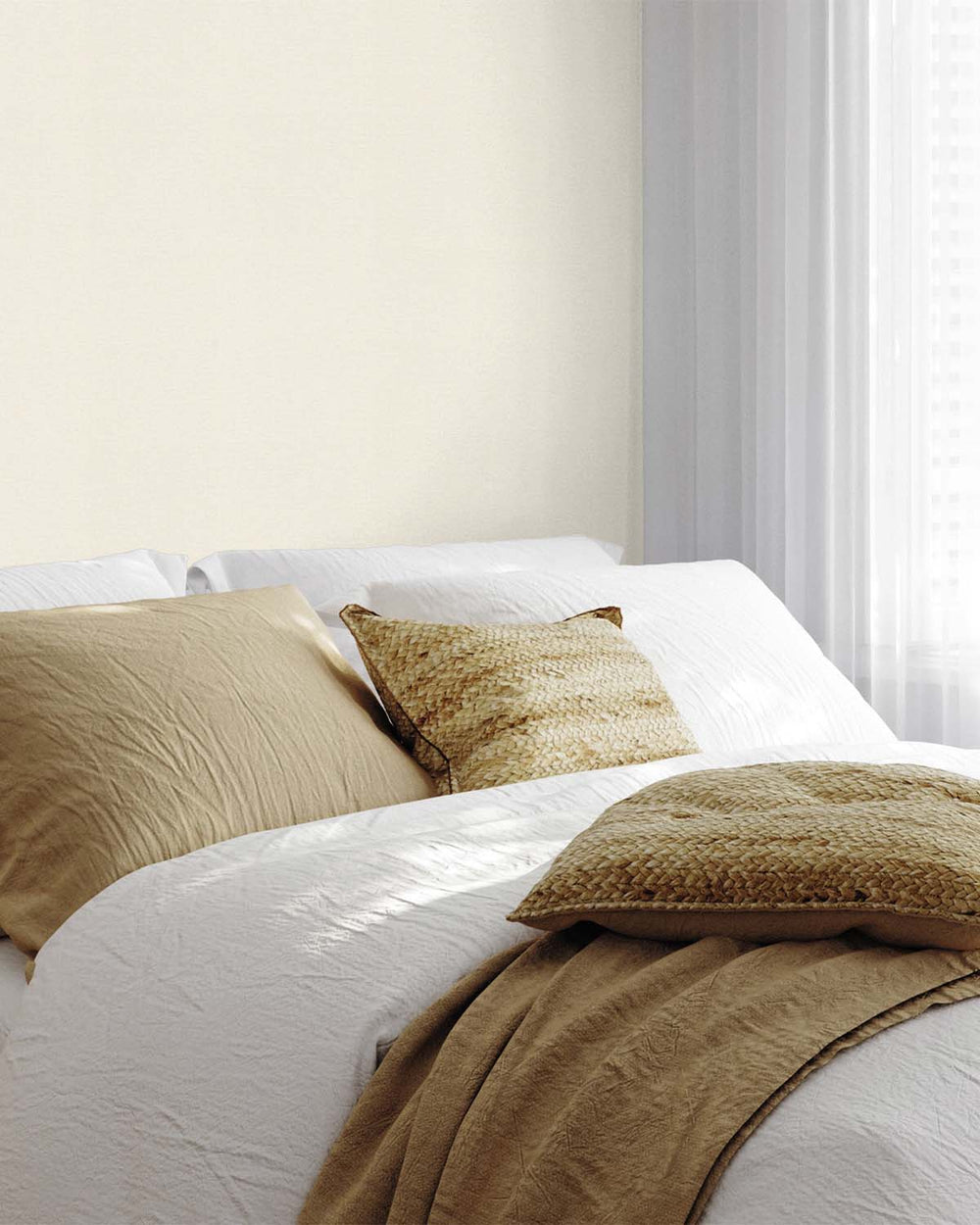 Offwhite Faux Linen Print Wallpaper R10633