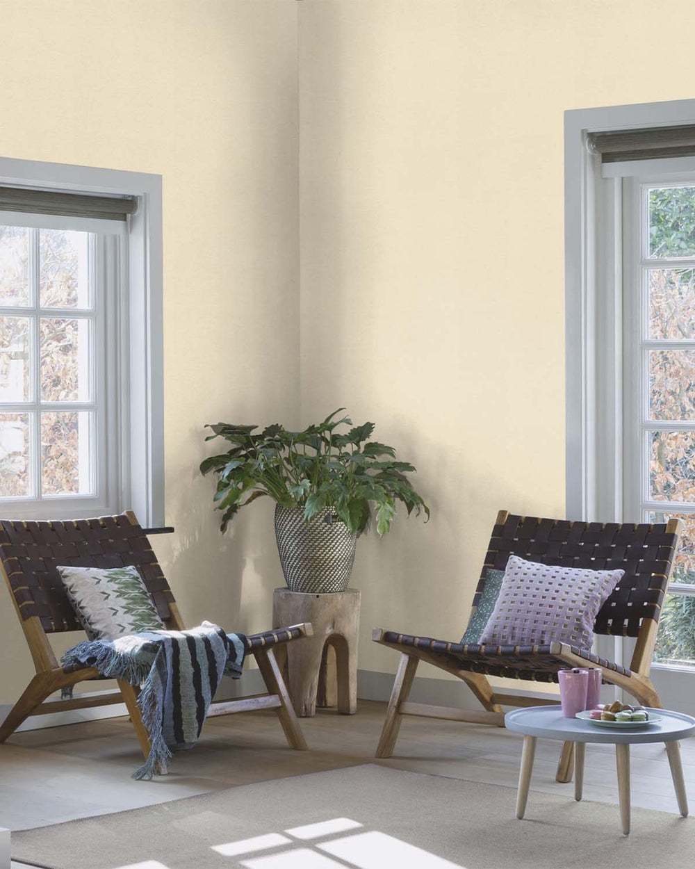 Heavy Cream Faux Linen Print Wallpaper R10634