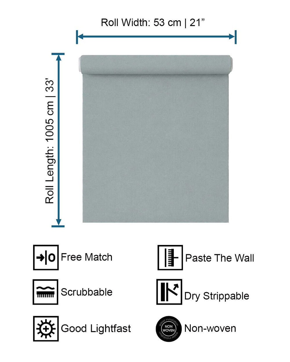 Silver Blue Faux Linen Print Wallpaper R10638