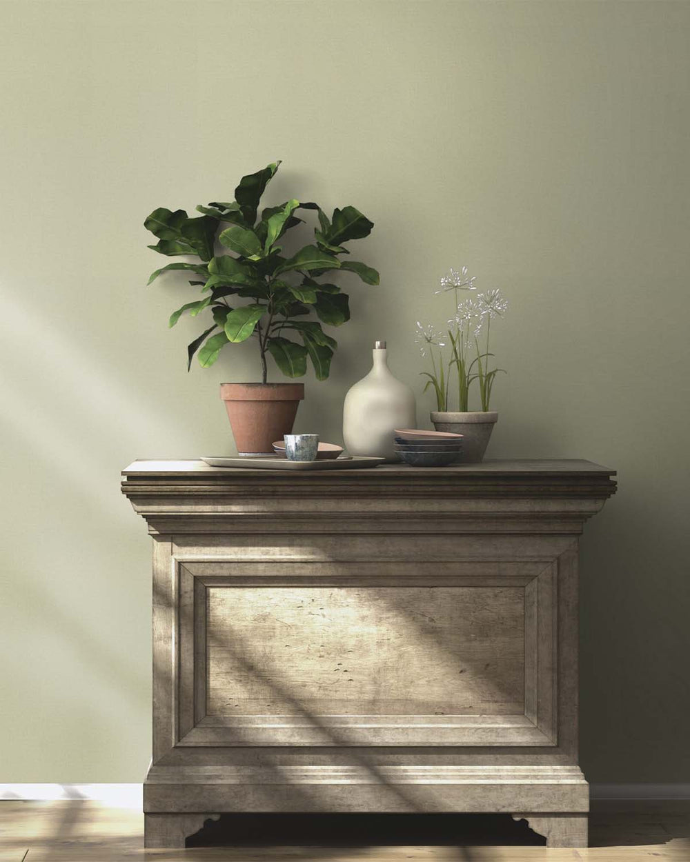 Cargo Green Faux Linen Print Wallpaper R10639