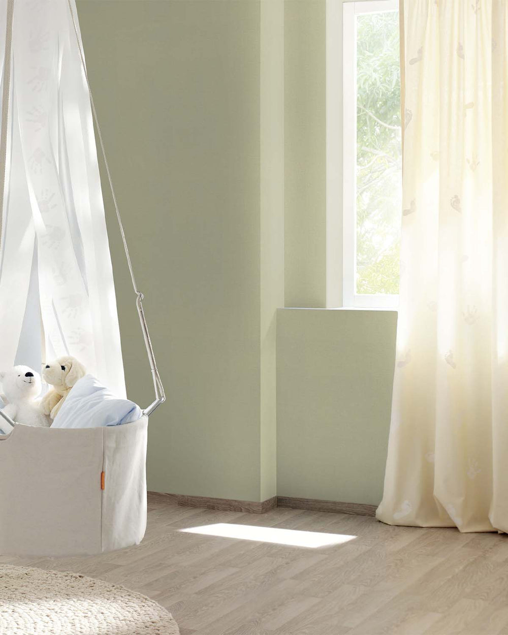 Cargo Green Faux Linen Print Wallpaper R10639