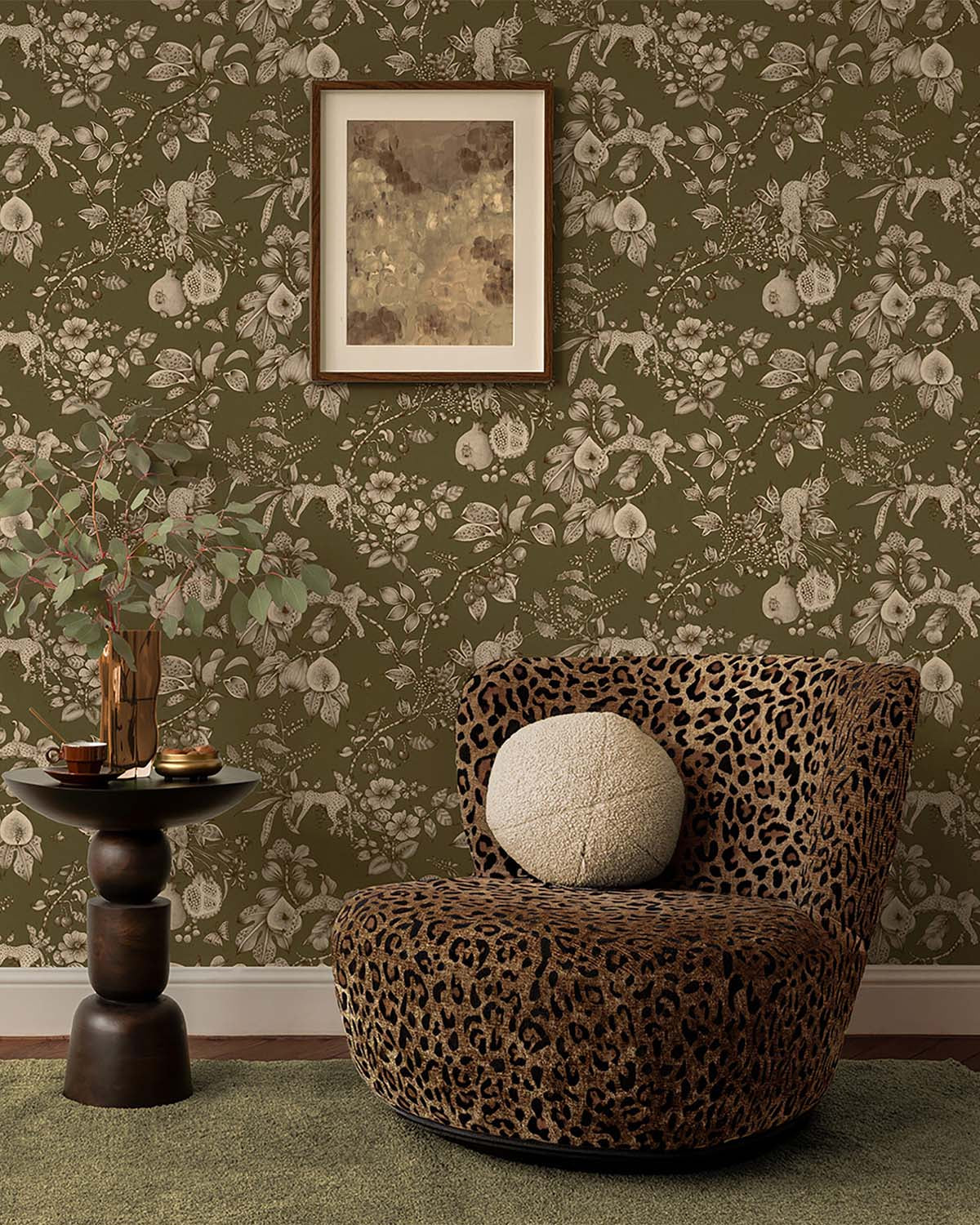 Khaki Whimsical Leopards Wallpaper R10640