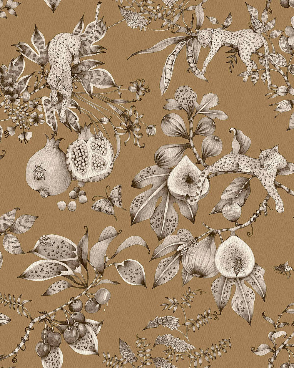Gold Whimsical Leopards Wallpaper R10642