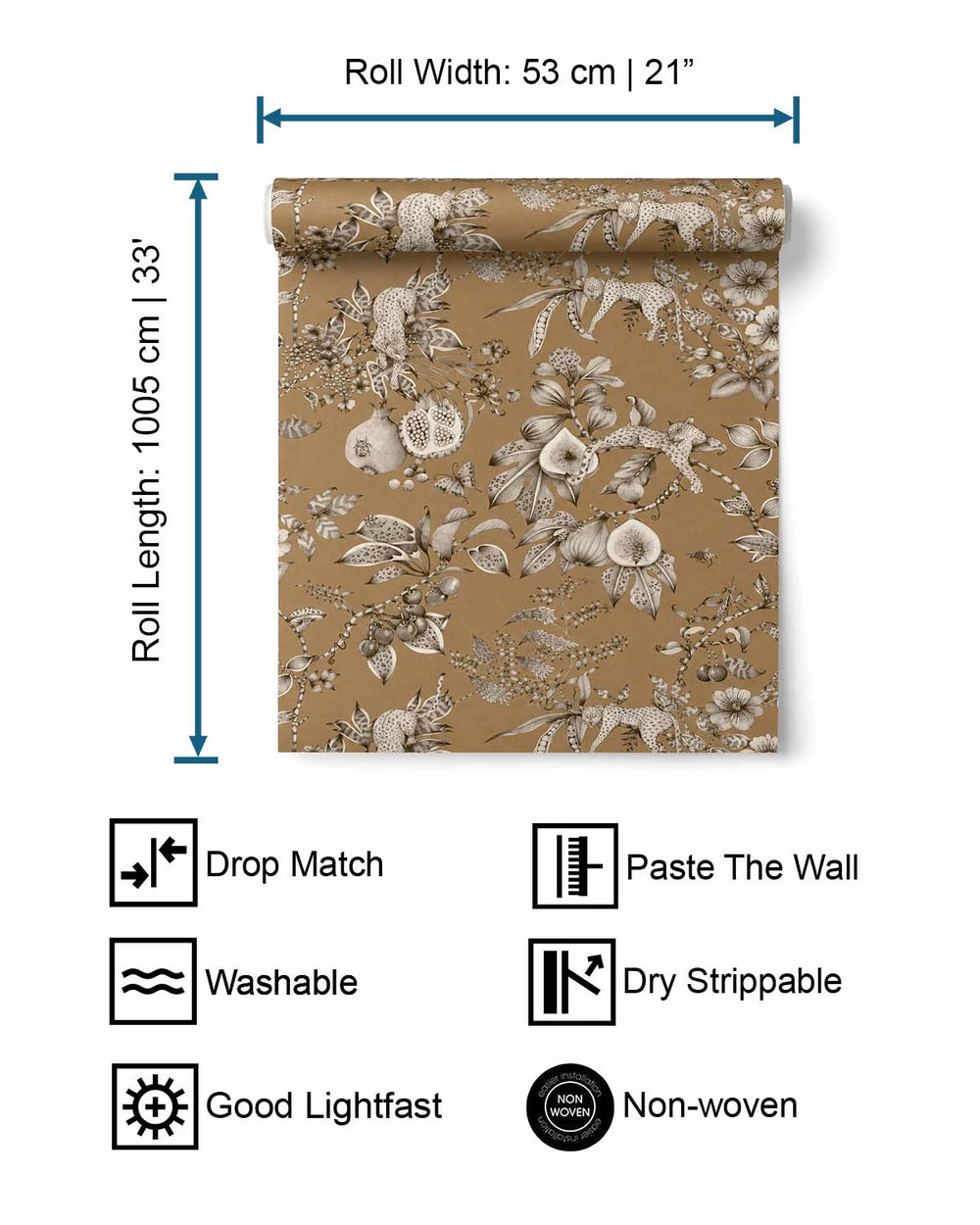 Gold Whimsical Leopards Wallpaper R10642