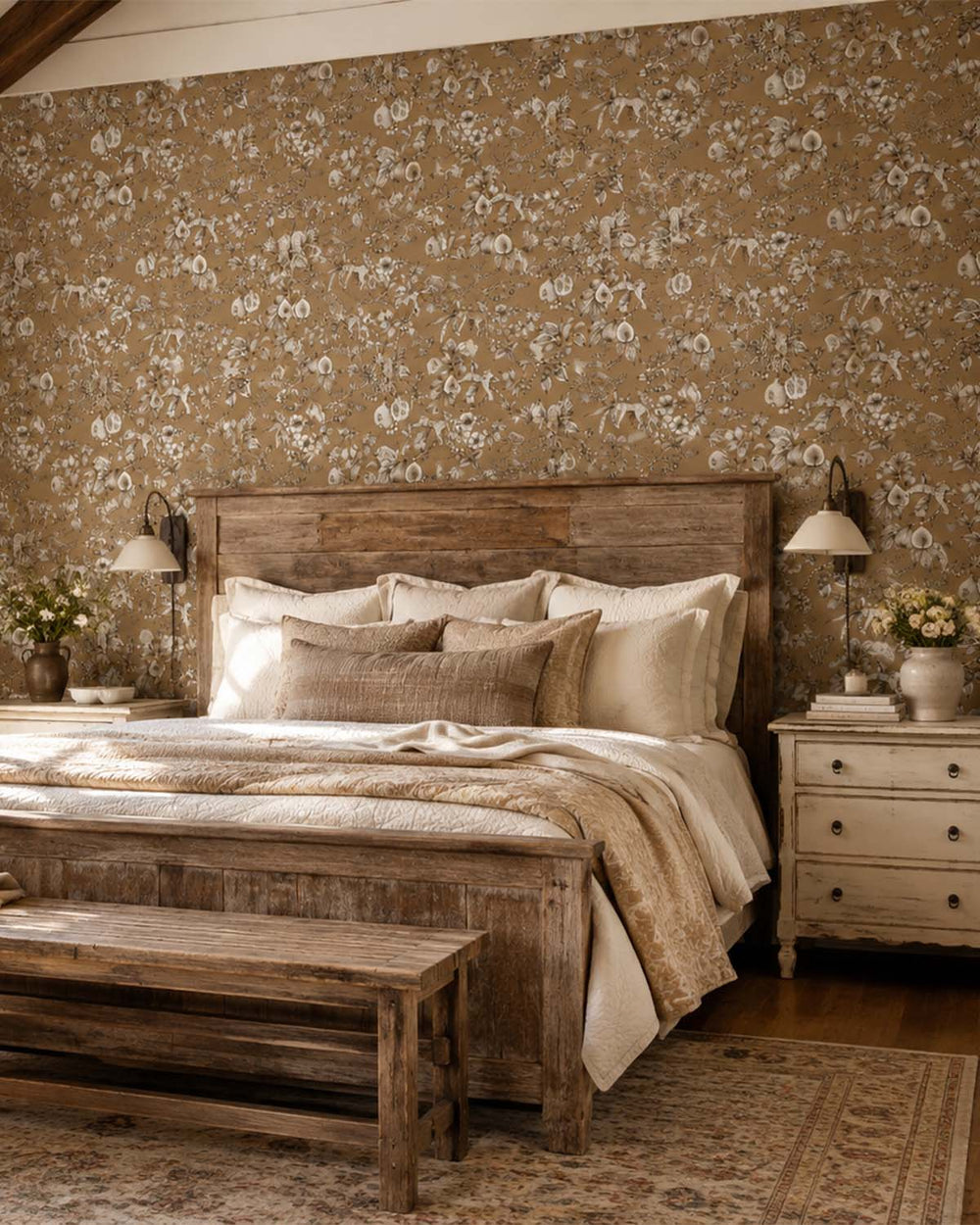 Gold Whimsical Leopards Wallpaper R10642
