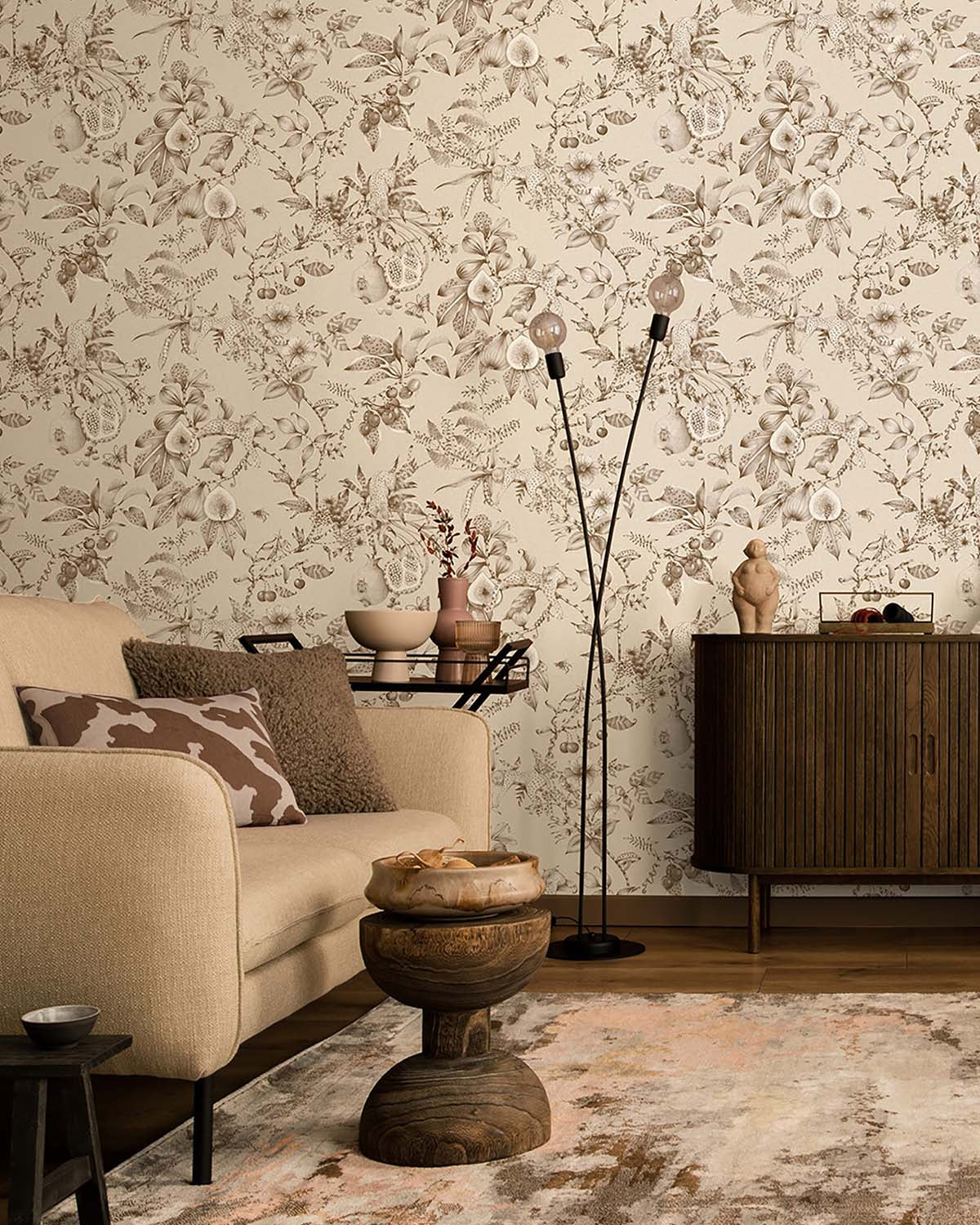 Beige Whimsical Leopards Wallpaper R10643