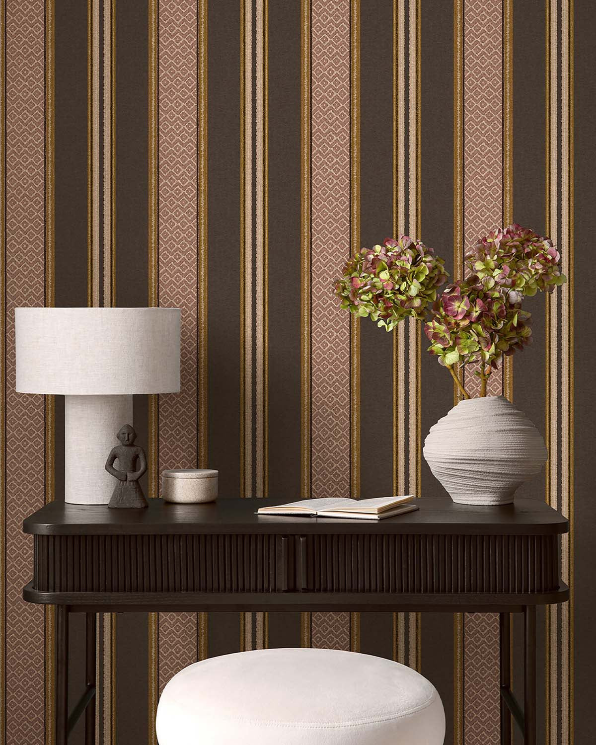 Charcoal Handloomed Stripes Wallpaper R10647