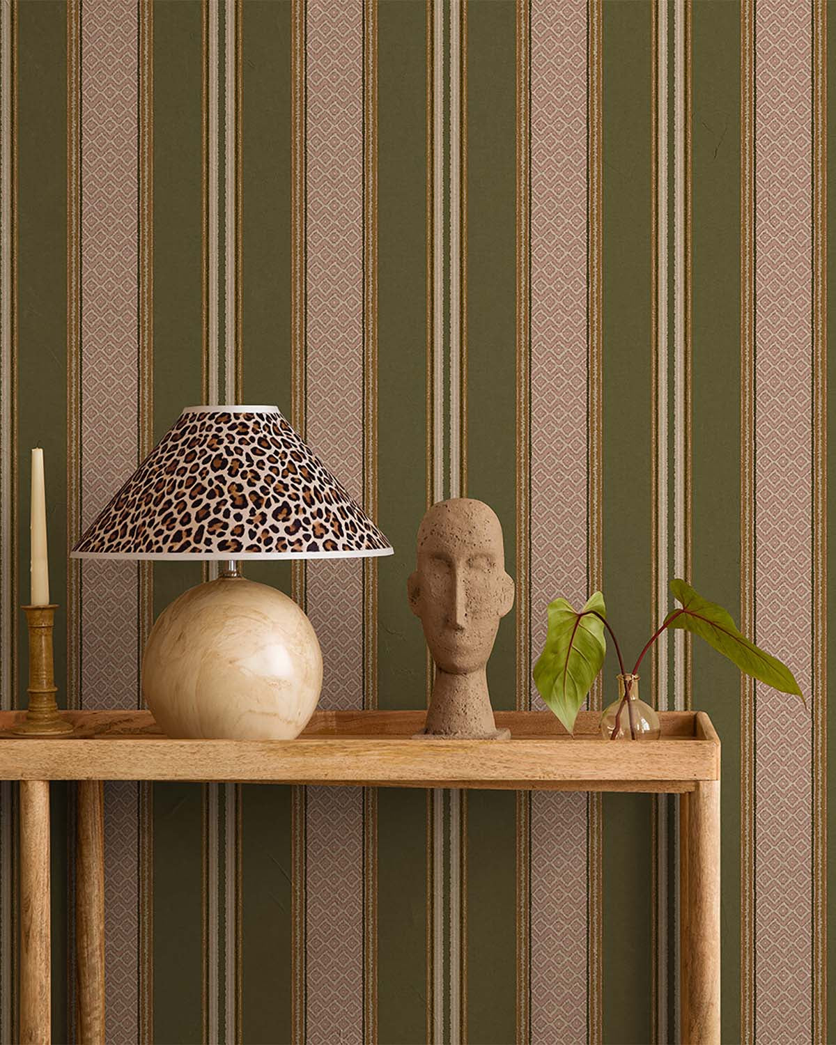 Khaki Handloomed Stripes Wallpaper R10648