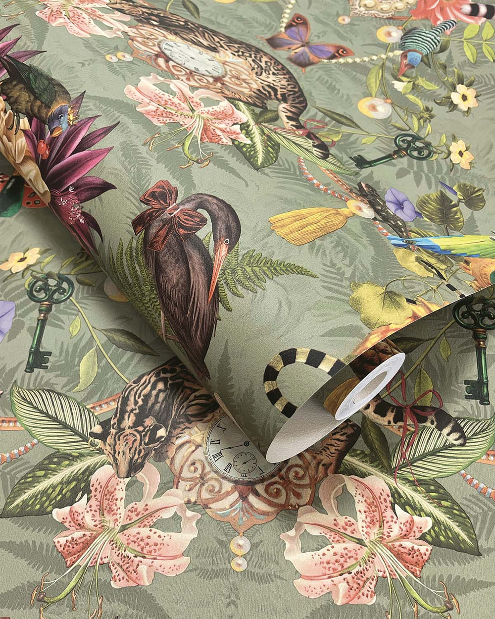 Sage Tropical Jungle Symmetry Wallpaper R10650