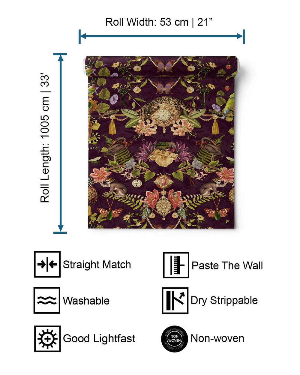 Berry Tropical Jungle Symmetry Wallpaper R10651