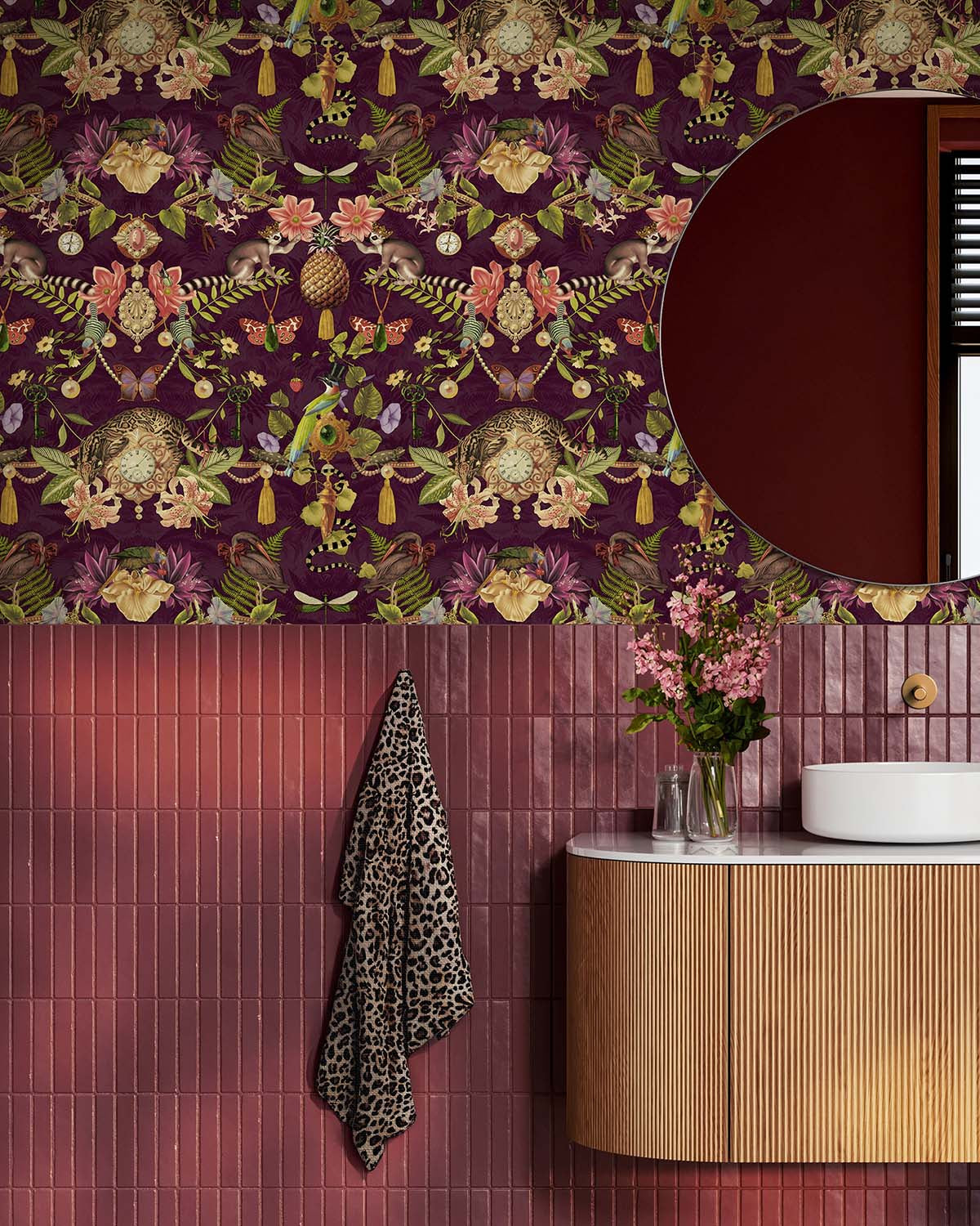 Berry Tropical Jungle Symmetry Wallpaper R10651