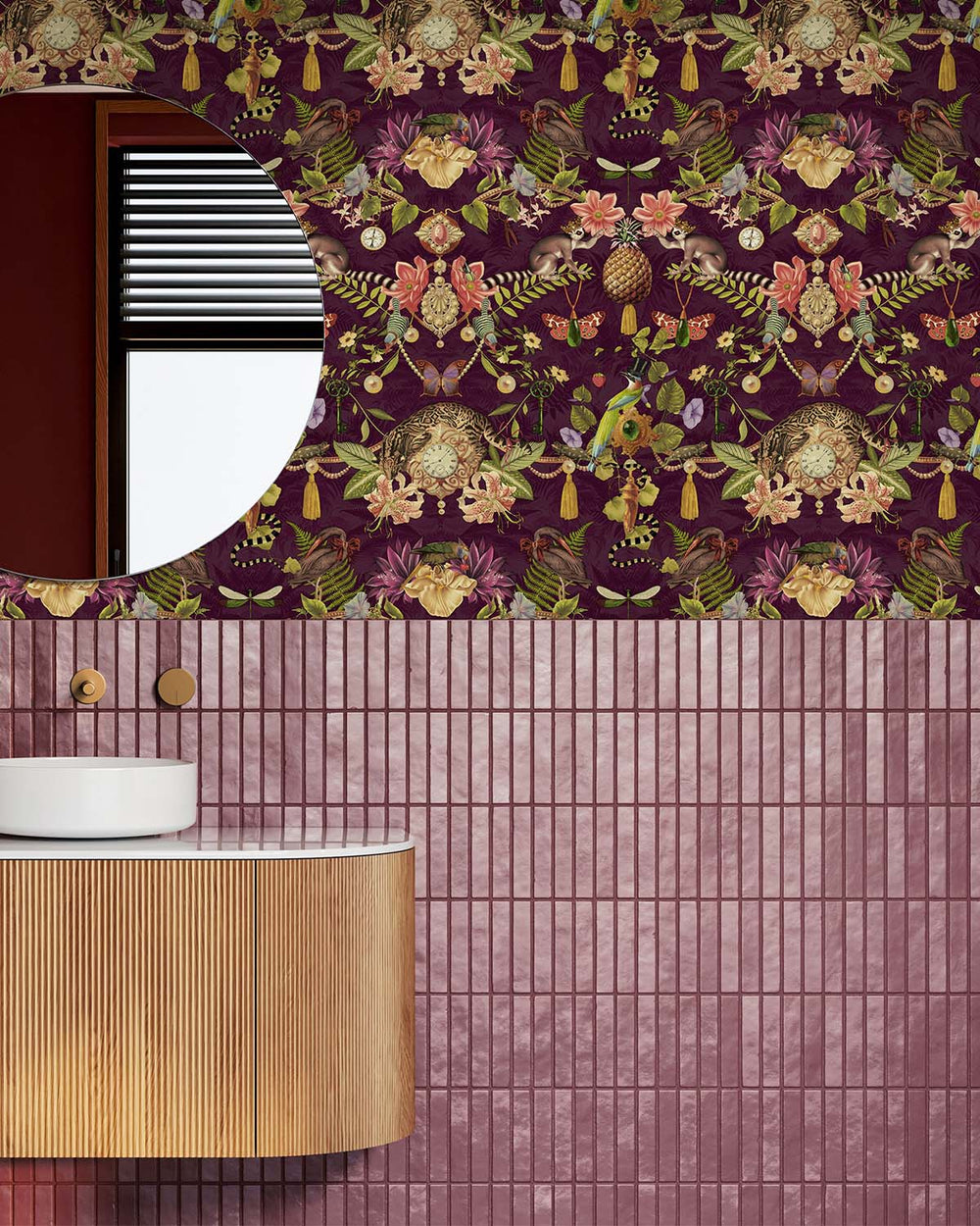 Berry Tropical Jungle Symmetry Wallpaper R10651