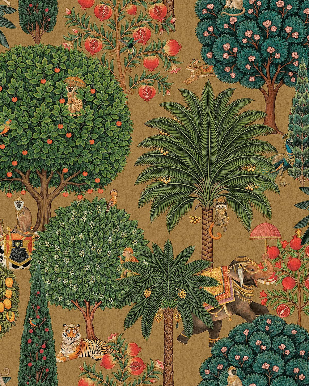 Antique Gold Lush Tropical Forest Wallpaper R10654