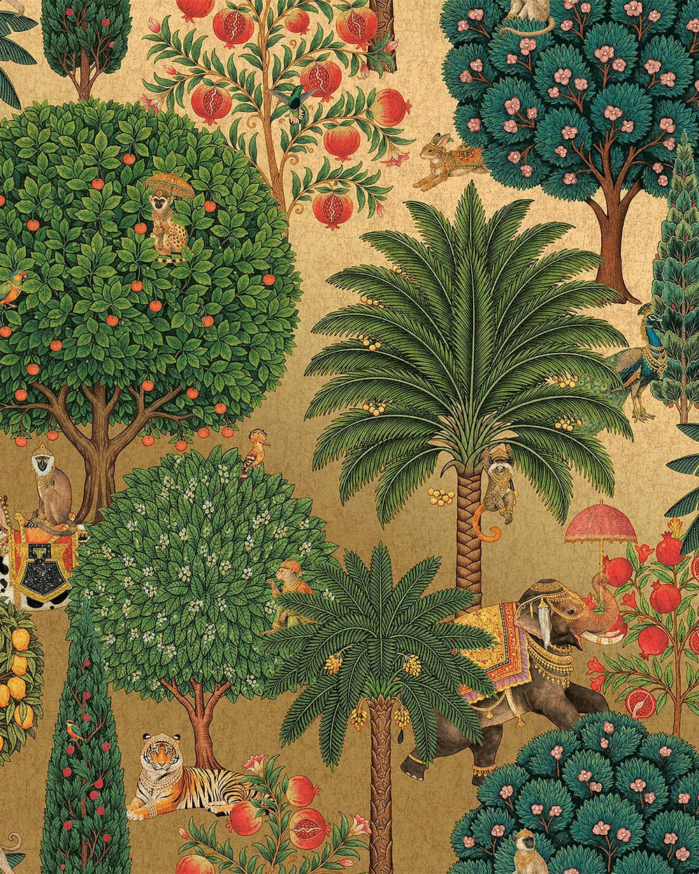 Antique Gold Lush Tropical Forest Wallpaper R10654
