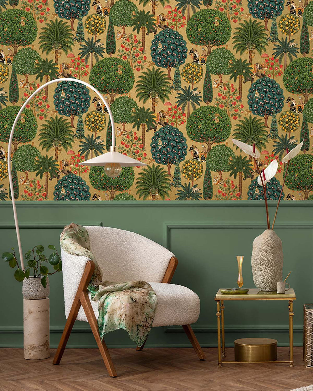 Antique Gold Lush Tropical Forest Wallpaper R10654