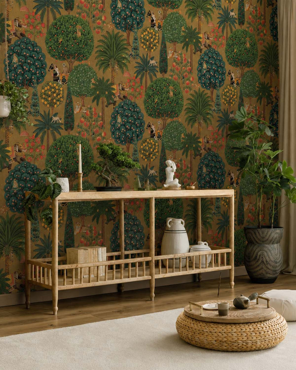 Antique Gold Lush Tropical Forest Wallpaper R10654