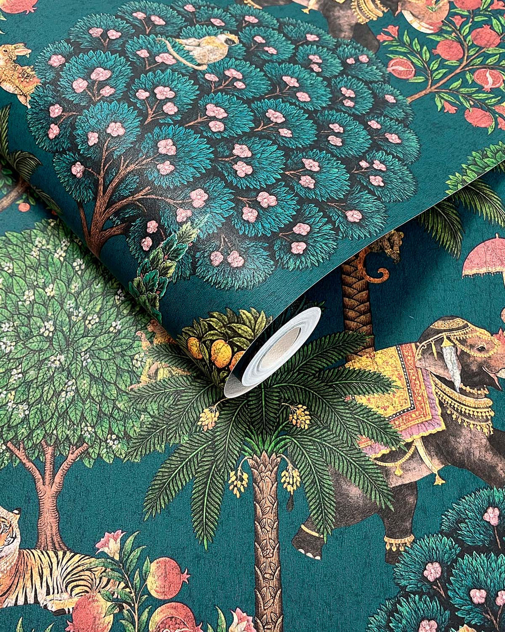 Teal Lush Tropical Forest Wallpaper R10655