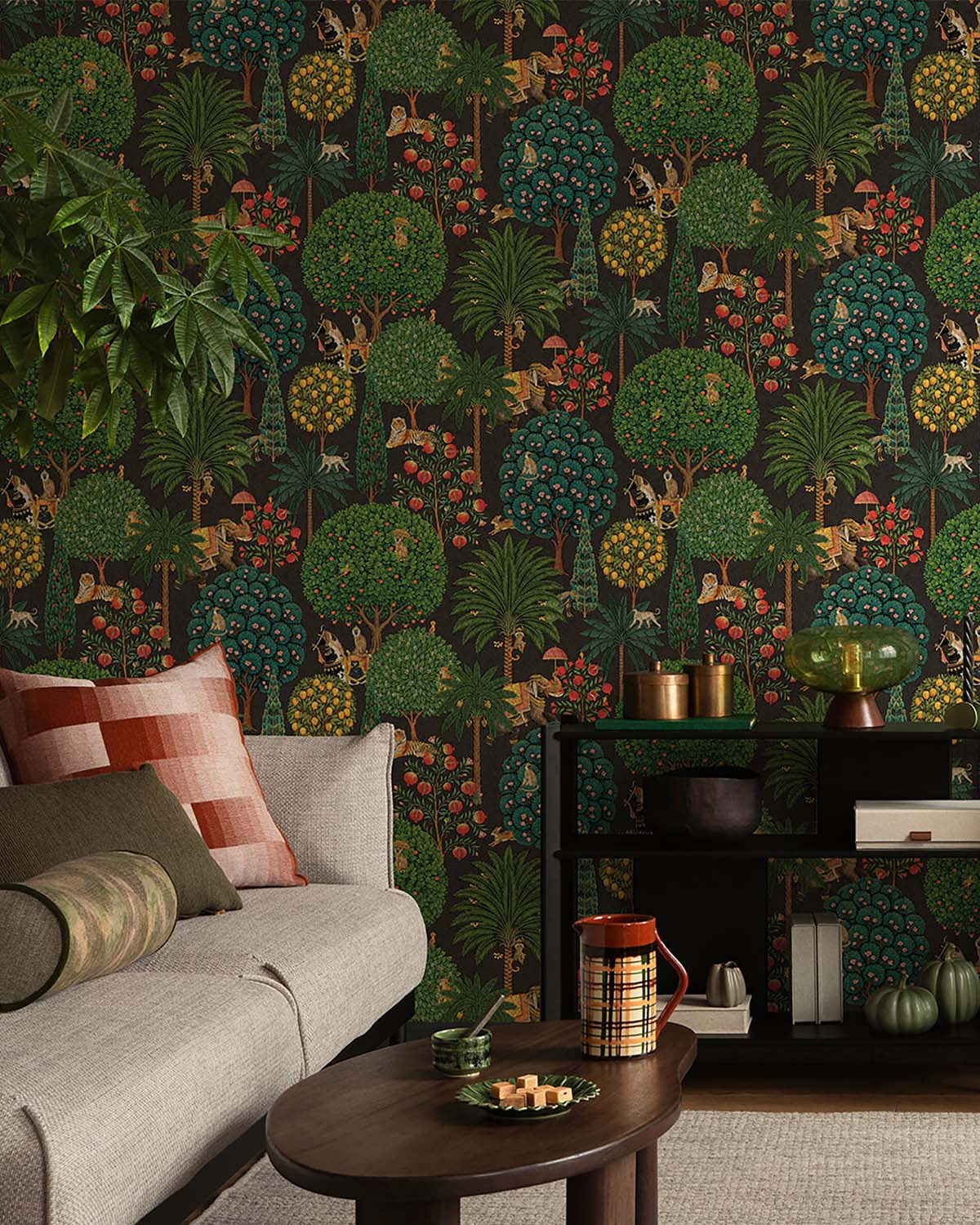 Charcoal Lush Tropical Forest Wallpaper R10656