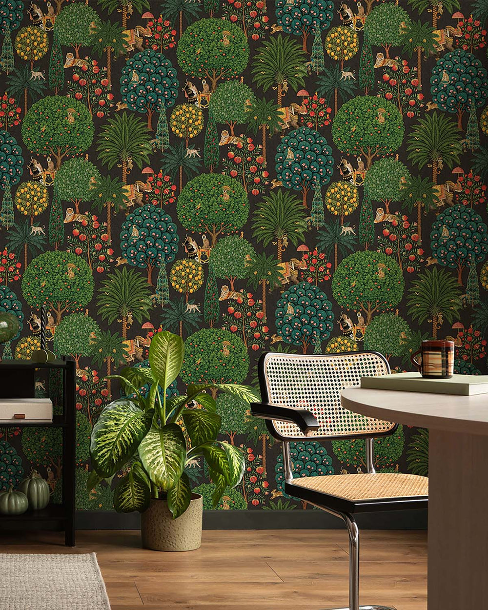 Charcoal Lush Tropical Forest Wallpaper R10656