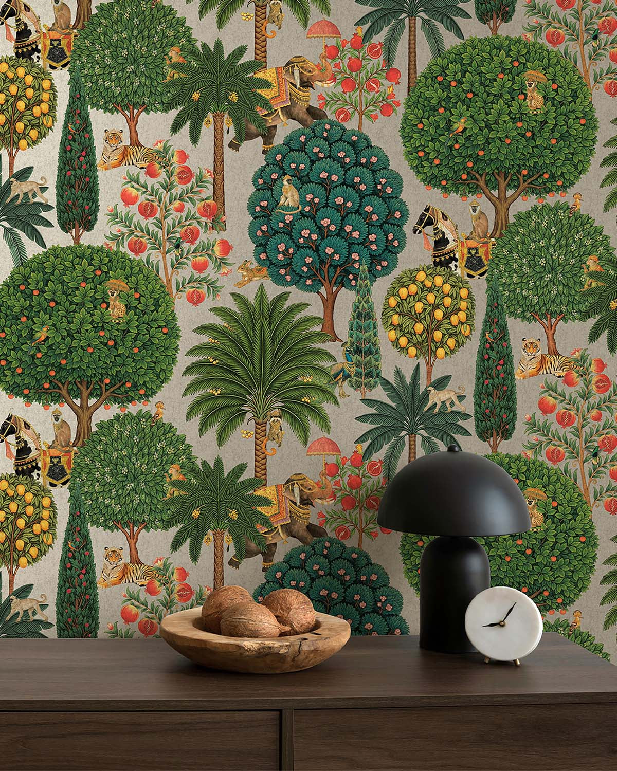 Pewter Lush Tropical Forest Wallpaper R10658