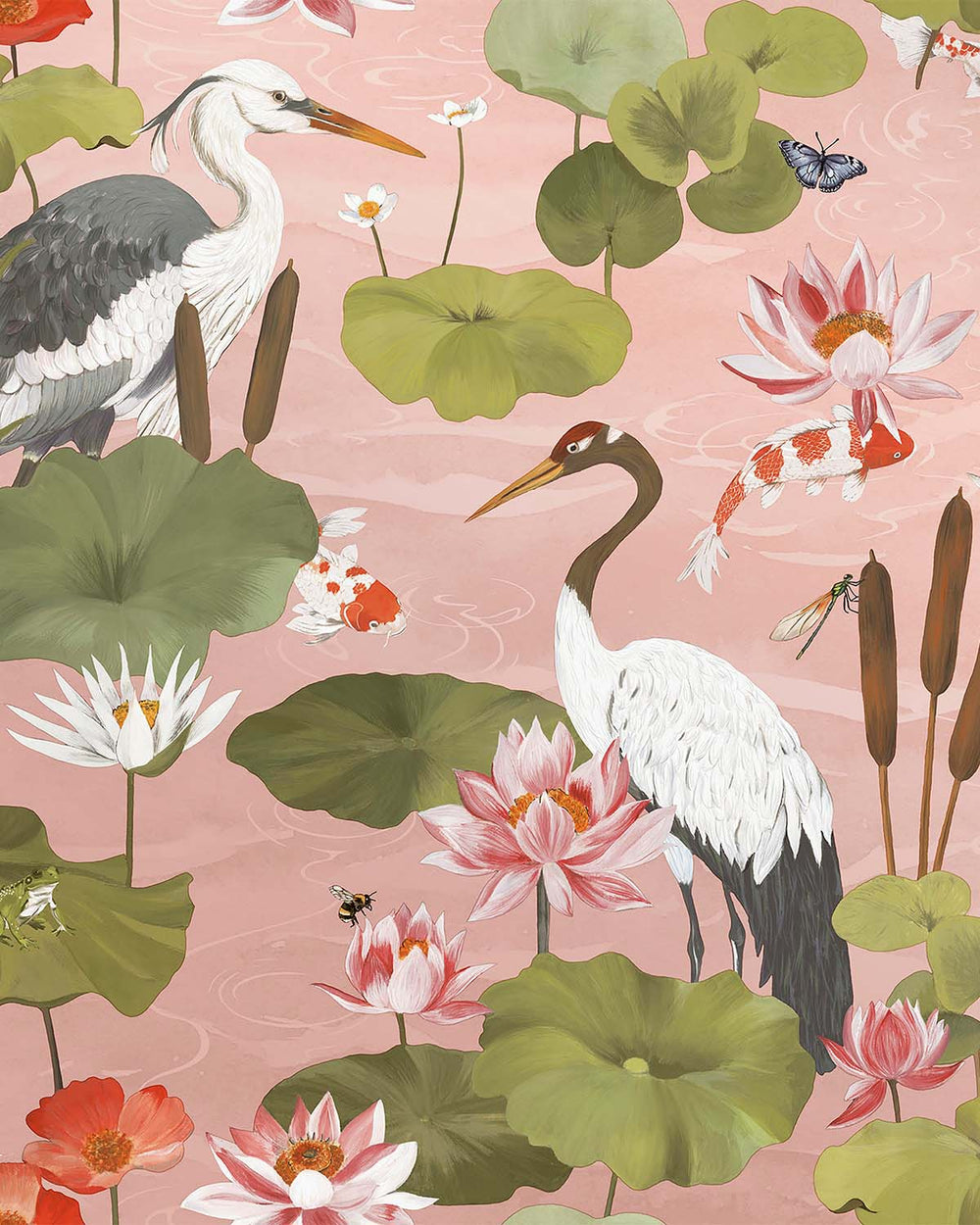 Blush Shimmering Koi Pond Wallpaper R10660