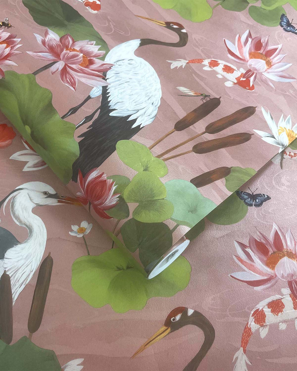 Blush Shimmering Koi Pond Wallpaper R10660