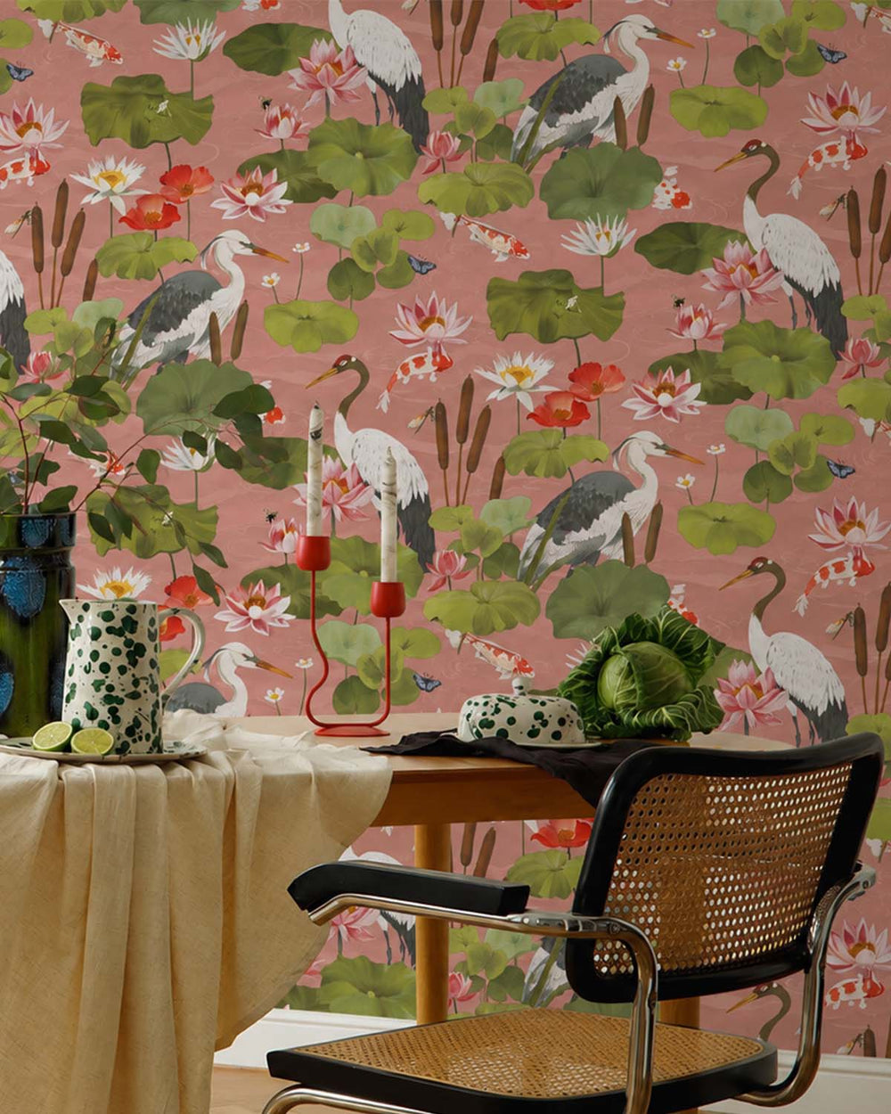 Blush Shimmering Koi Pond Wallpaper R10660
