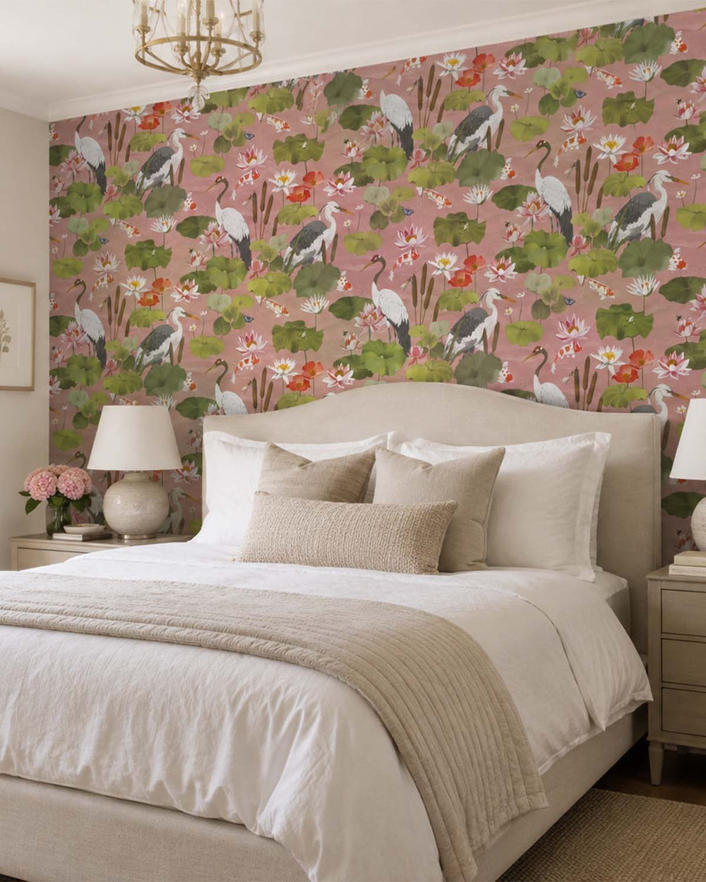 Blush Shimmering Koi Pond Wallpaper R10660