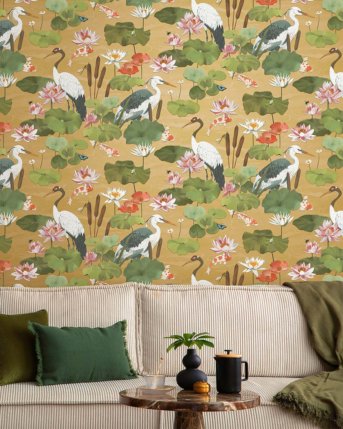 Gold Shimmering Koi Pond Wallpaper R10661