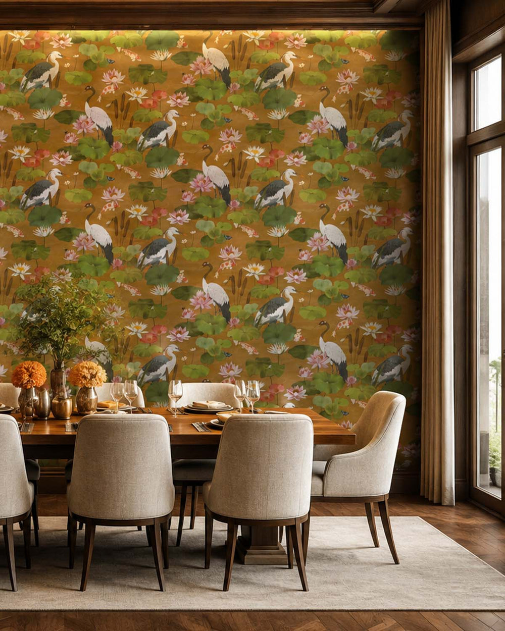 Gold Shimmering Koi Pond Wallpaper R10661