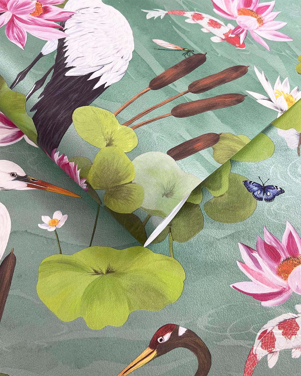 Light Teal Shimmering Koi Pond Wallpaper R10662