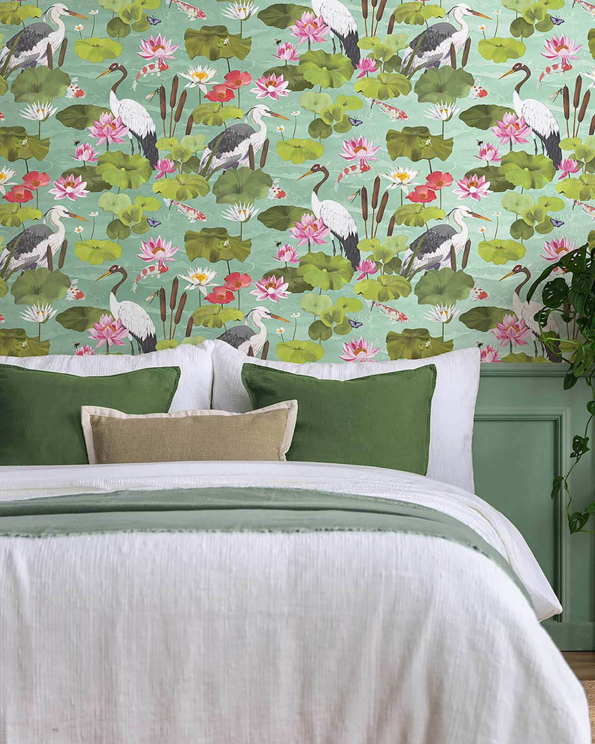 Light Teal Shimmering Koi Pond Wallpaper R10662
